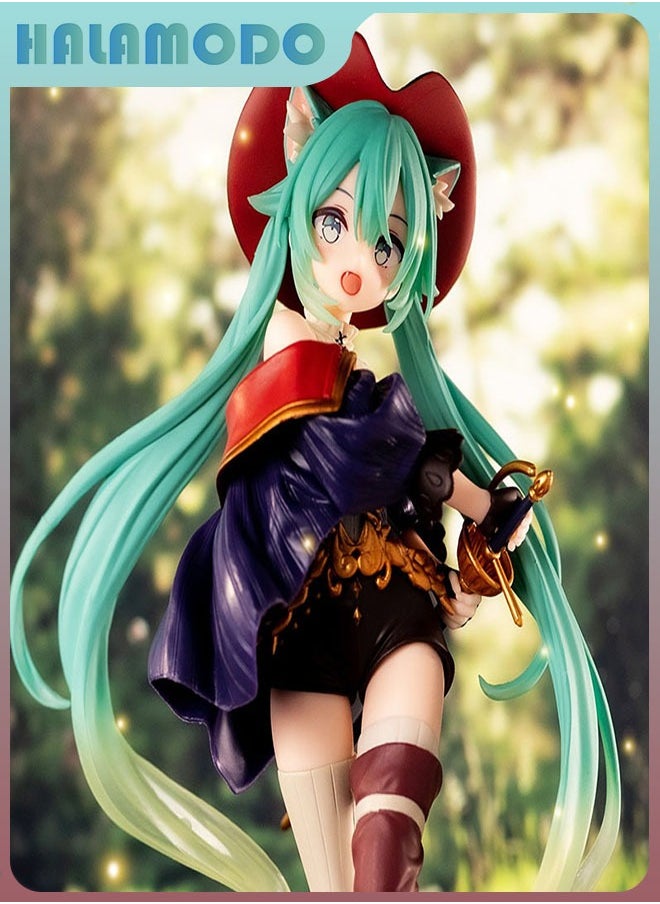 HALAMODO - Hatsune Miku in the Fairy Tale Wonderland as Puss in Boots A Cute Handmade Model Figure of Anime Girl for Desk Decoration, a Perfect Gift for Girls - Image 1