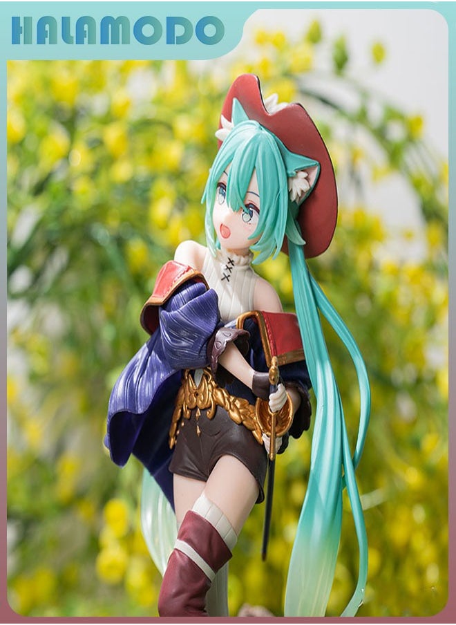HALAMODO - Hatsune Miku in the Fairy Tale Wonderland as Puss in Boots A Cute Handmade Model Figure of Anime Girl for Desk Decoration, a Perfect Gift for Girls - Image 1