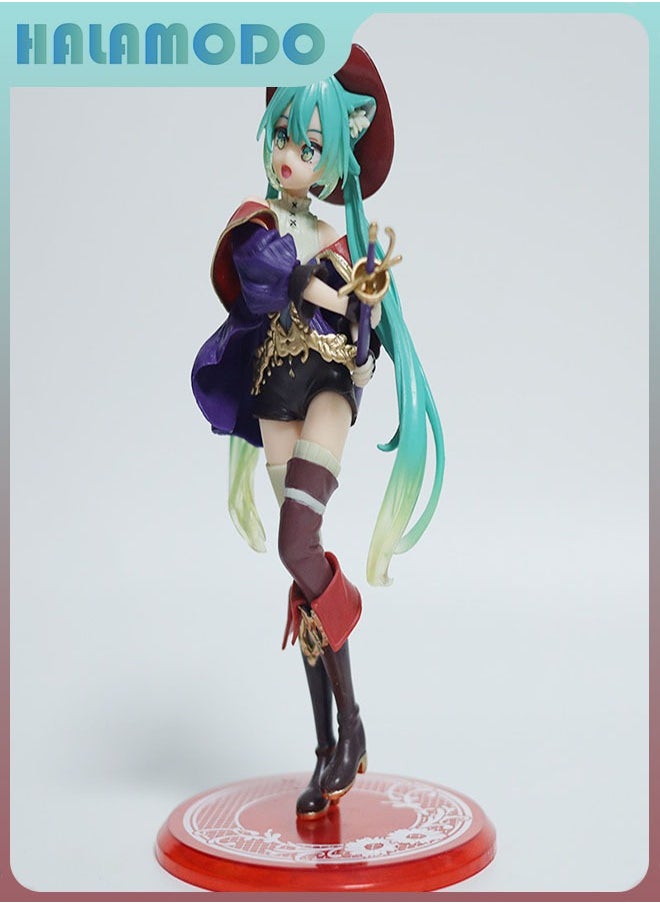 HALAMODO - Hatsune Miku in the Fairy Tale Wonderland as Puss in Boots A Cute Handmade Model Figure of Anime Girl for Desk Decoration, a Perfect Gift for Girls - Image 1