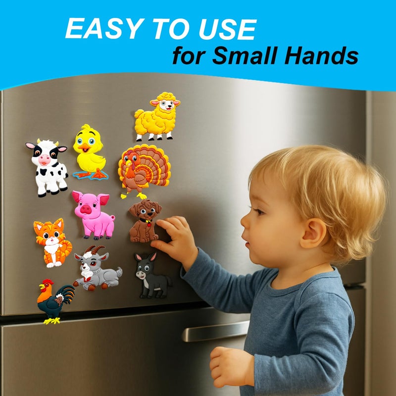 ALNETI Fridge Magnets for Toddlers Farm Animals - Refrigerator Magnets for Kids - Montessori Learning Toys for Baby - Toddler Magnets for Refrigerator - Kid Magnet for Whiteboard Cute Rubber Magnetic Gift - Image 5