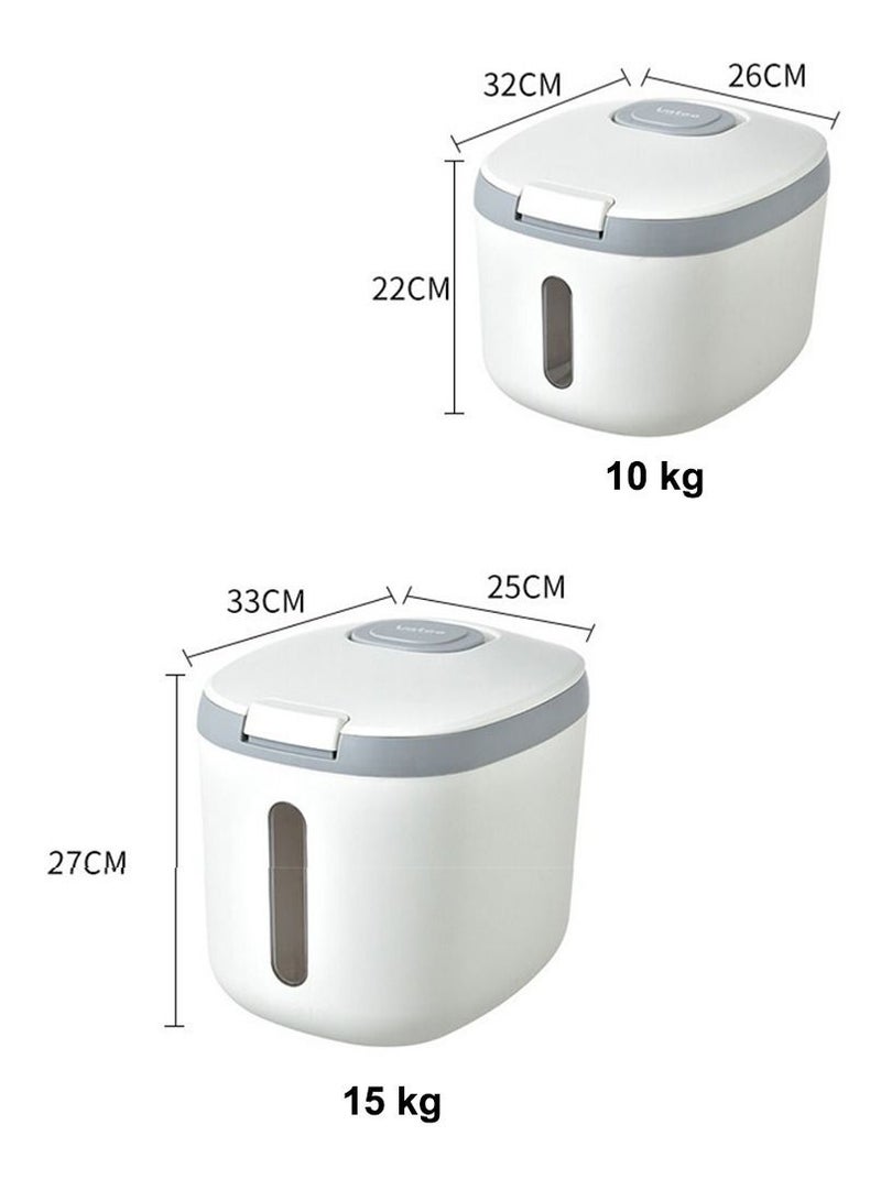 vnloo 10Kg Multifunctional Moisture, Insect-proof Rice Container Sealed Household Grain Storage Bucket for Kitchen with Free Measuring cup - Image 3