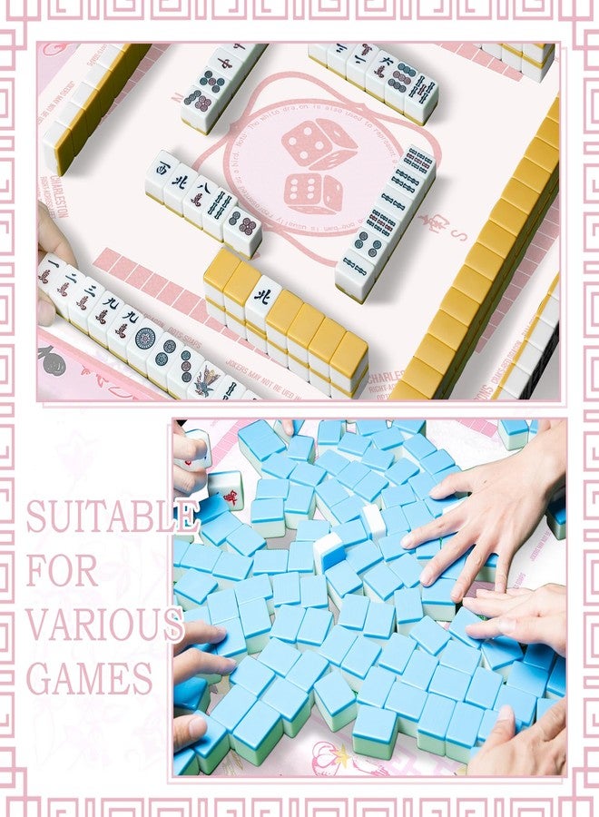 Oudain Chinoiserie Mahjong Tablecloth Florals Card Table Cloth 55x 55 Inch Square Tablecloth Game Table Cover with Game Rules for Mahjong Beginners, Card, Board Tile Games (Pink and Green) - Image 4