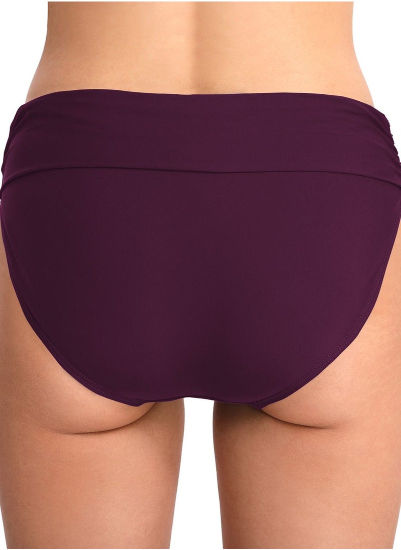 Loquat - Stretch Hip Lift Pleated Swimming Trunks Solid Color Women's Swimming Briefs Beach Swimming Trunks - Image 1