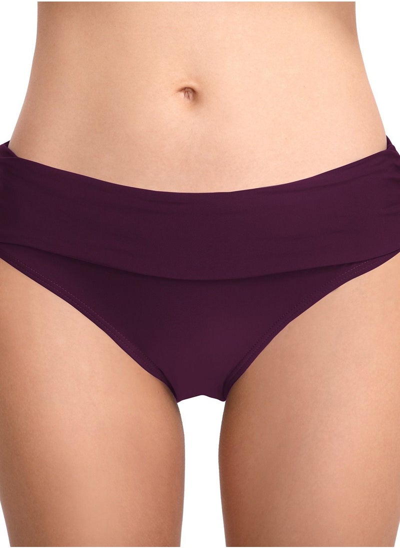 Loquat - Stretch Hip Lift Pleated Swimming Trunks Solid Color Women's Swimming Briefs Beach Swimming Trunks - Image 1