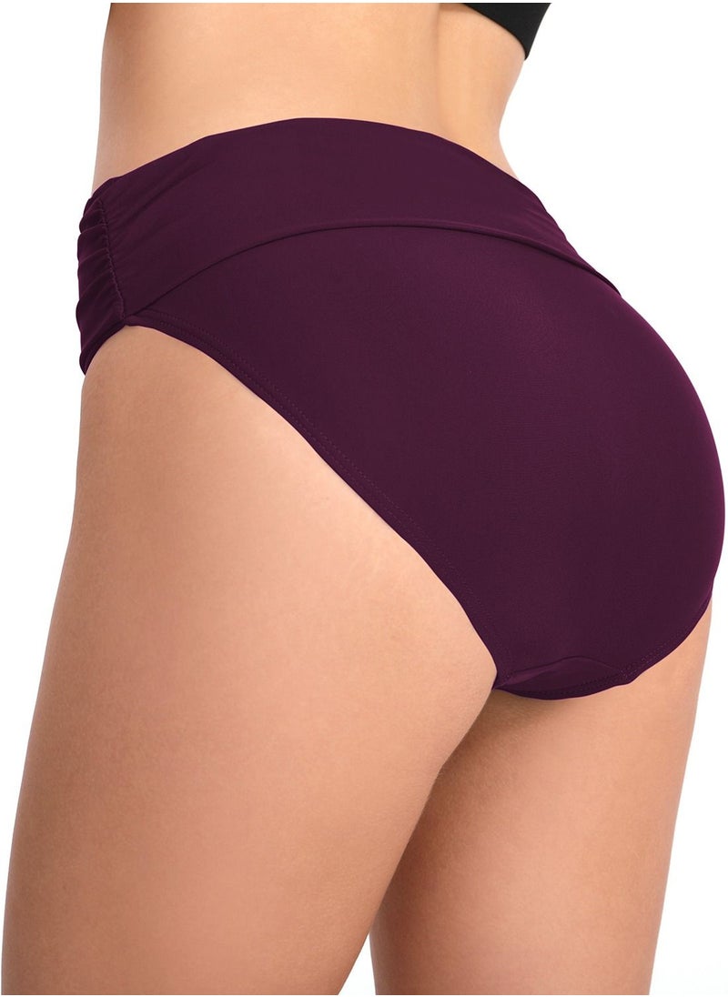 Loquat - Stretch Hip Lift Pleated Swimming Trunks Solid Color Women's Swimming Briefs Beach Swimming Trunks - Image 1