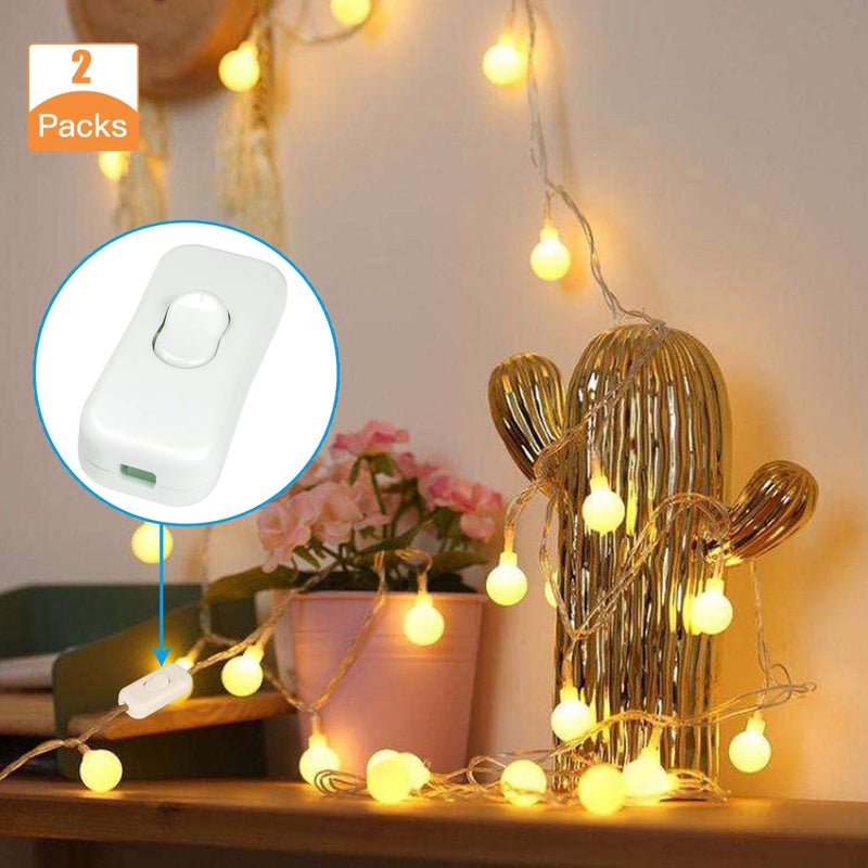 PLUSPOE Inline Appliance Switch, On-Off DPST Control Rocker Lamp Switch for Bedroom Table Lamp Desk LED Lights White (2Pack) - Image 3