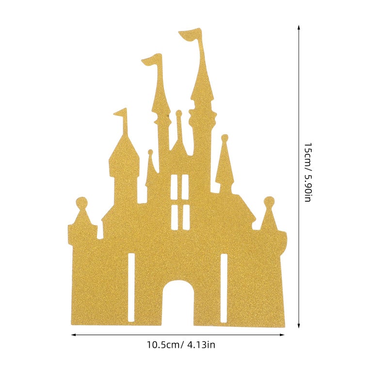 Gold Glitter Castle Cake Topper 100pcs Princess Prince Birthday Party Decoration - Image 3