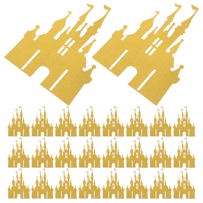 Gold Glitter Castle Cake Topper 100pcs Princess Prince Birthday Party Decoration - Image 2