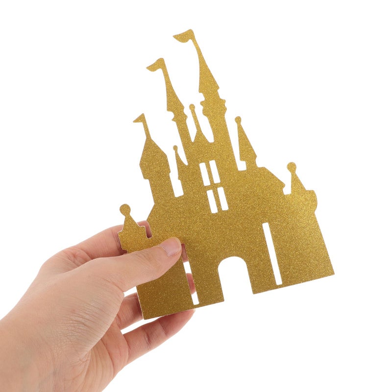 Gold Glitter Castle Cake Topper 100pcs Princess Prince Birthday Party Decoration - Image 4