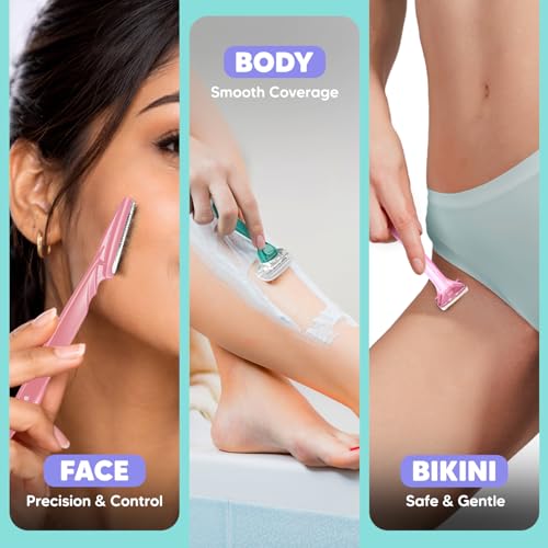 LetsShave Ultimate Shaving Trio for Women | Face, Body & Bikini Razor Kit | World’s 1st 6 Blade Razor for Smooth, Safe & Precise Hair Removal | 3 Razors Combo for Full Body Grooming - Image 3