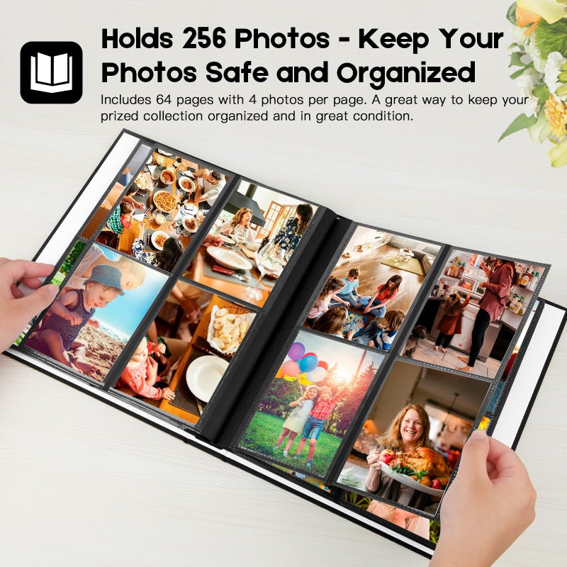 Aevdor 3.5x5 ألبوم صورة ألبوم صورة 3.5x5 Holds 256 صور غلاف الكتان 3x5 ألبوم الصور مع النافذة الأمامية 3 × 5 ألبوم صور ل 3 × 5 × 5 - Image 3