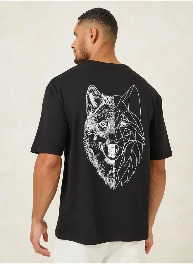 Styli Wolf Graphic Print Oversized T-Shirt