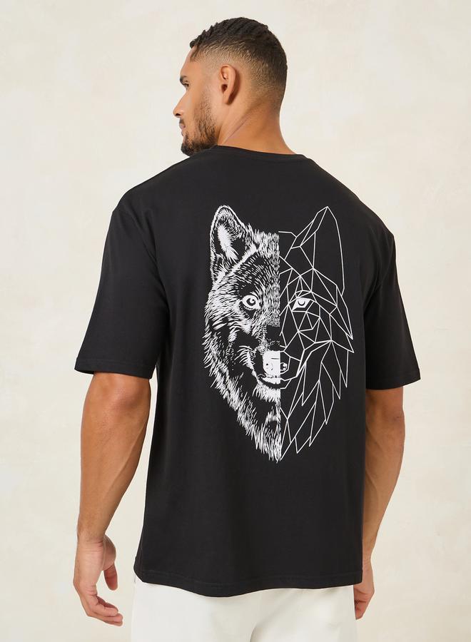 Styli Wolf Graphic Print Oversized T-Shirt - Image 4