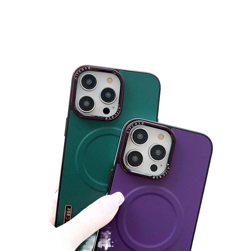MagSafe iPhone 12 Pro Max Leather Case Protective Texture in with MagSafe in Blue for Personal Use - Image 4