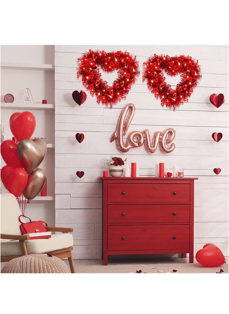 Heart Shaped Wreaths, 2 Pcs Handmade Artificial Decorative Wreath, Red Heart Wreath with LED Lights for Front Door Decor Wedding Proposal Engagement Party - pzsku/ZD392EDF9021758379C87Z/45/_/1717412968/b40492ee-4e2a-4cd2-bf01-6a70a9811449