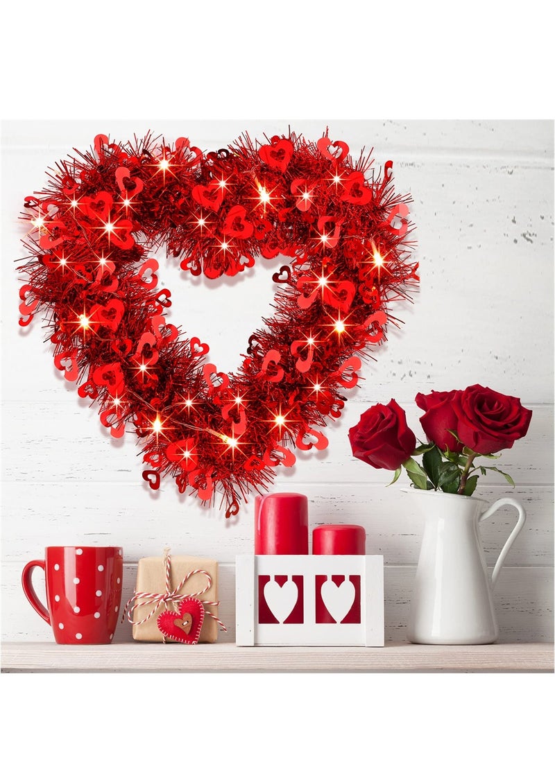 Heart Shaped Wreaths, 2 Pcs Handmade Artificial Decorative Wreath, Red Heart Wreath with LED Lights for Front Door Decor Wedding Proposal Engagement Party - pzsku/ZD392EDF9021758379C87Z/45/_/1717413027/11b1f65e-e0b8-4af8-bb05-dcae1eef7f3e