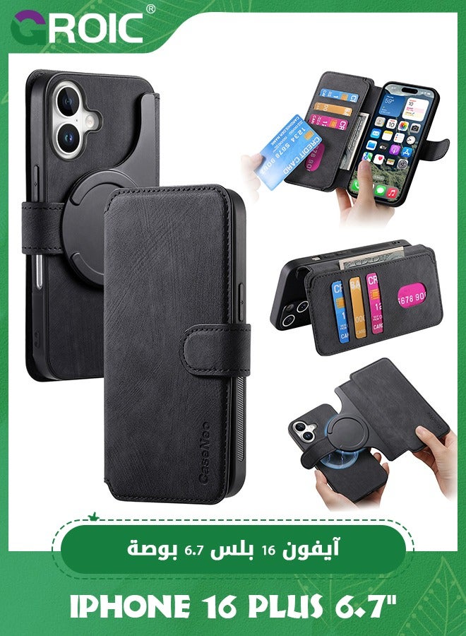 GROIC iPhone 16 Plus Case,Magnetic Magsafe case for iPhone 16 Plus , iPhone 16 Plus Wallet Case with Card Holder,iPhone 16 Plus Phone Cover,Leather Flip Folio Case for iPhone 16 Plus 6.7''  - Image 1