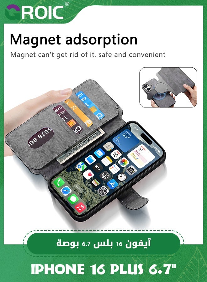 GROIC iPhone 16 Plus Case,Magnetic Magsafe case for iPhone 16 Plus , iPhone 16 Plus Wallet Case with Card Holder,iPhone 16 Plus Phone Cover,Leather Flip Folio Case for iPhone 16 Plus 6.7''  - Image 5