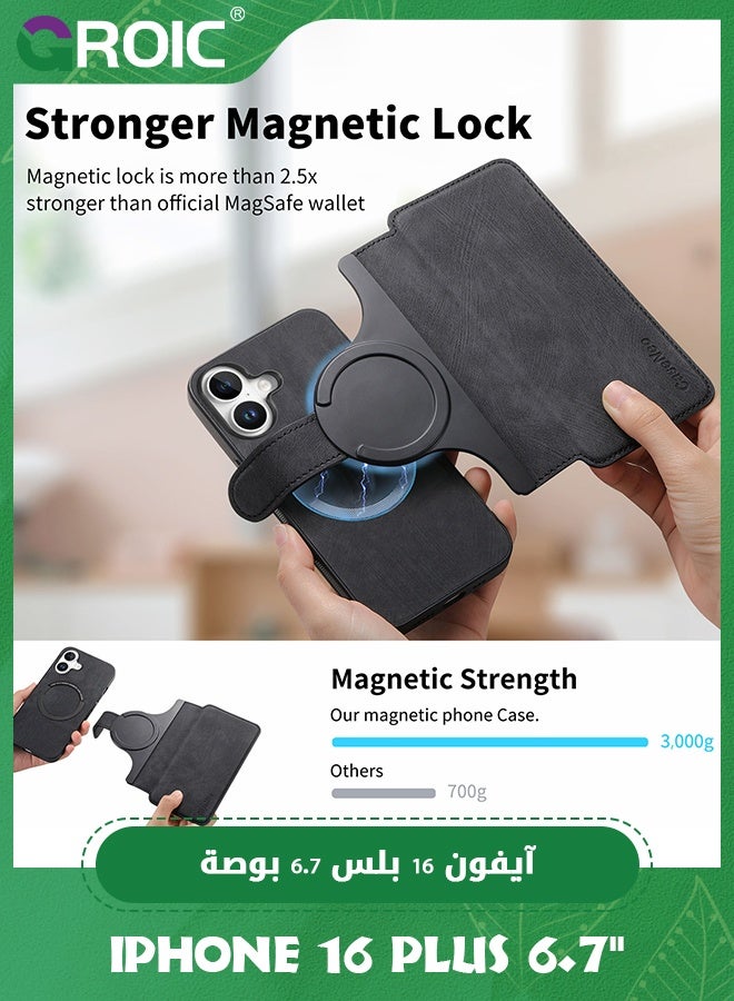 GROIC iPhone 16 Plus Case,Magnetic Magsafe case for iPhone 16 Plus , iPhone 16 Plus Wallet Case with Card Holder,iPhone 16 Plus Phone Cover,Leather Flip Folio Case for iPhone 16 Plus 6.7''  - Image 3