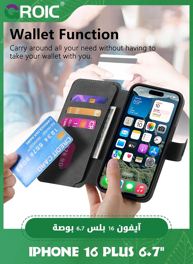 GROIC iPhone 16 Plus Case,Magnetic Magsafe case for iPhone 16 Plus , iPhone 16 Plus Wallet Case with Card Holder,iPhone 16 Plus Phone Cover,Leather Flip Folio Case for iPhone 16 Plus 6.7''  - Image 4
