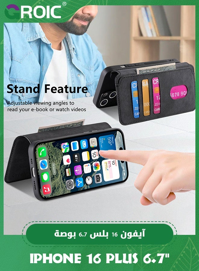 GROIC iPhone 16 Plus Case,Magnetic Magsafe case for iPhone 16 Plus , iPhone 16 Plus Wallet Case with Card Holder,iPhone 16 Plus Phone Cover,Leather Flip Folio Case for iPhone 16 Plus 6.7''  - Image 2