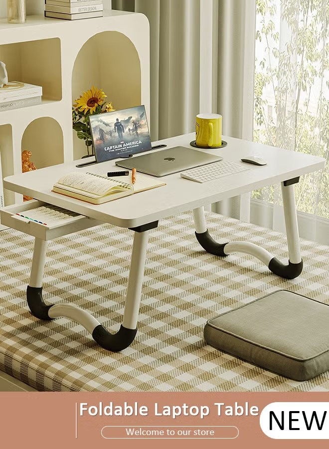 DURKU Laptop Bed Tray Desk, Adjustable Folding Laptop Bed Table, Portable Standing Desk, Foldable Lap Tablet Desk with Dawer for Bed Couch Sofa Floor - Image 1