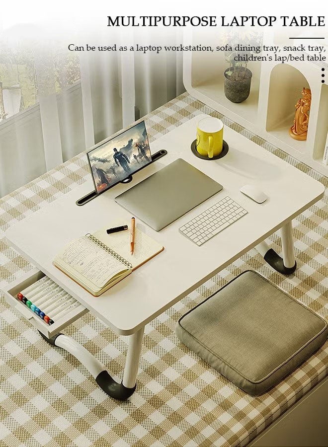 DURKU Laptop Bed Tray Desk, Adjustable Folding Laptop Bed Table, Portable Standing Desk, Foldable Lap Tablet Desk with Dawer for Bed Couch Sofa Floor - Image 5