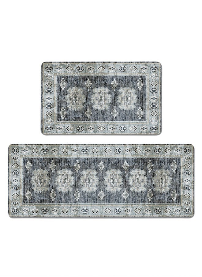 Generic 2 PCS Kitchen Floor Mats Rugs Set, Cushion Floor Carpet, Waterproof, Oil Resistant and Anti-Fatigue PU Standing Mat for Kitchen, Floor, Office, Sink, Laundry 45*75CM+45*120CM  - Image 1