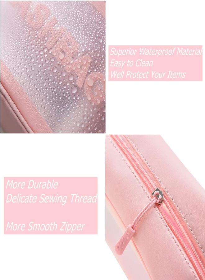 Travel Makeup Pouch Set Toiletries Bag Cosmetic Organizer Bag For Women And Girls Toiletry Storage Kit - Pink, Medium - Image 2