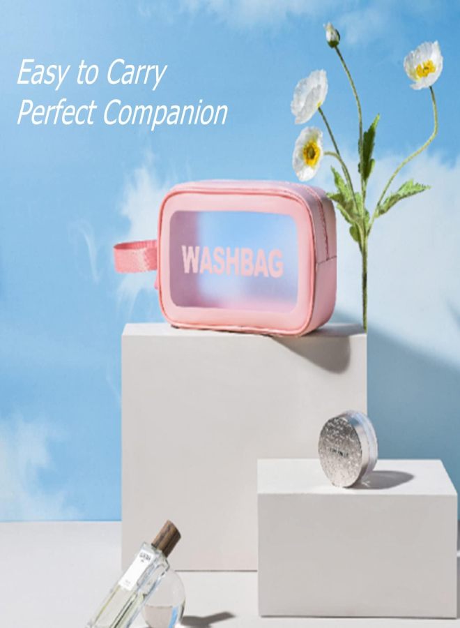 Travel Makeup Pouch Set Toiletries Bag Cosmetic Organizer Bag For Women And Girls Toiletry Storage Kit - Pink, Medium - Image 5