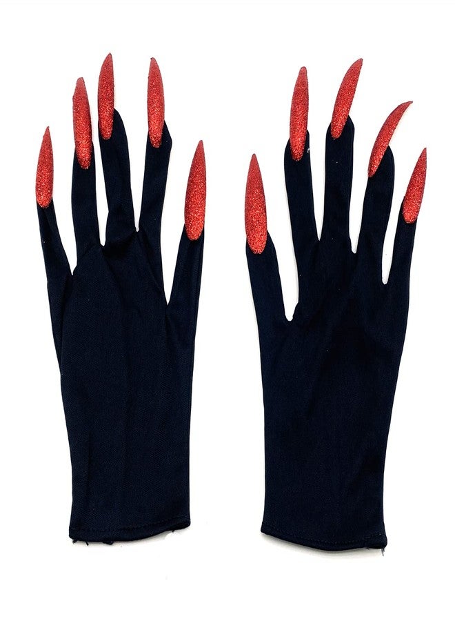 Dzrige Halloween Witch Gloves Witch Claw Gloves Scary Demon Hands Gloves with Long Fingernails for Halloween Party Carnival Cosplay Costume Decoration Accessories, Red - Image 2