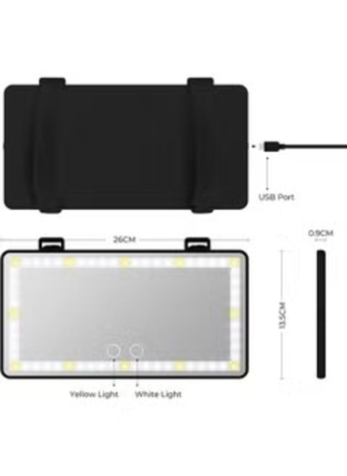 MIRFA - Clip-On Rechargeable Touch On Screen LED Visor Car Vanity Rear View Mirror With White And Warm Lights - Image 1