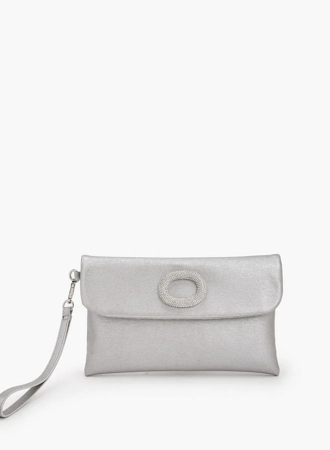 Textured Clutch With Detachable Wristlet Strap