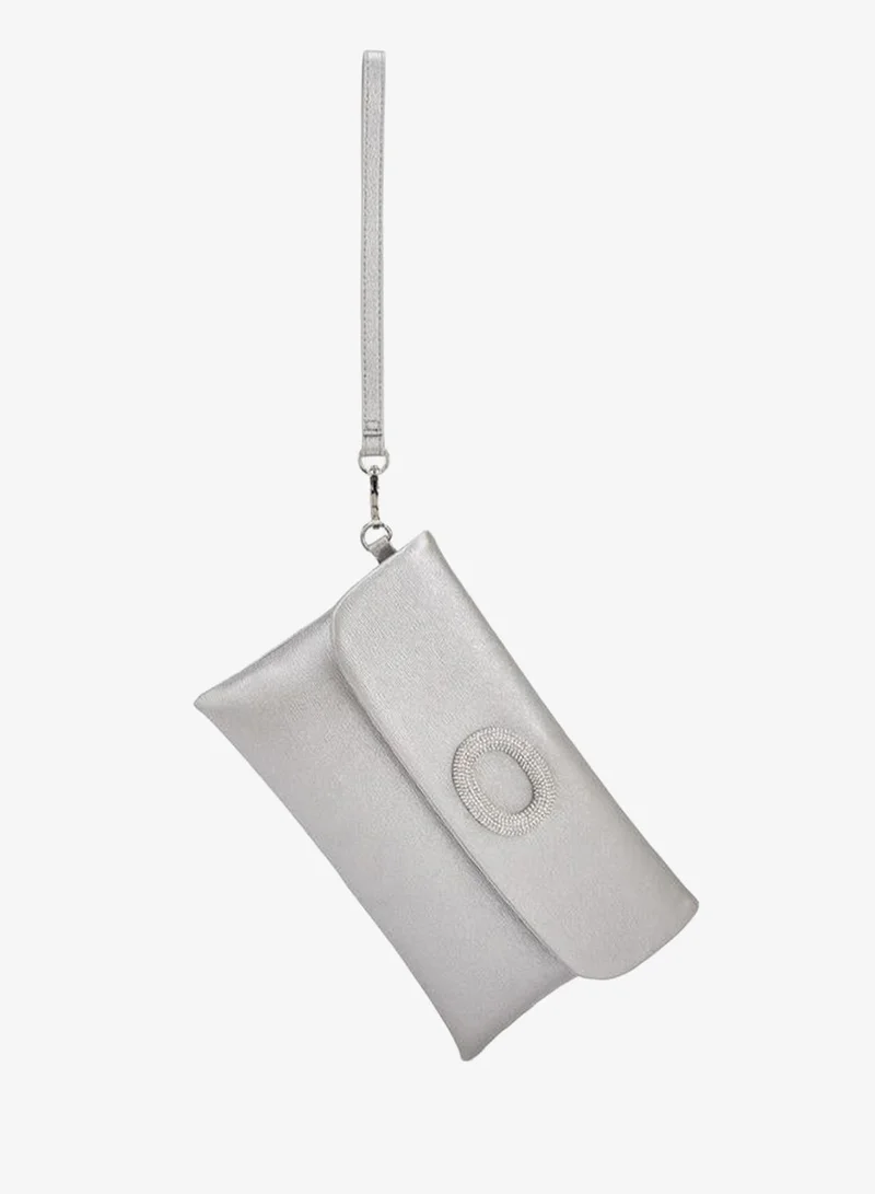 Paprika Textured Clutch With Detachable Wristlet Strap