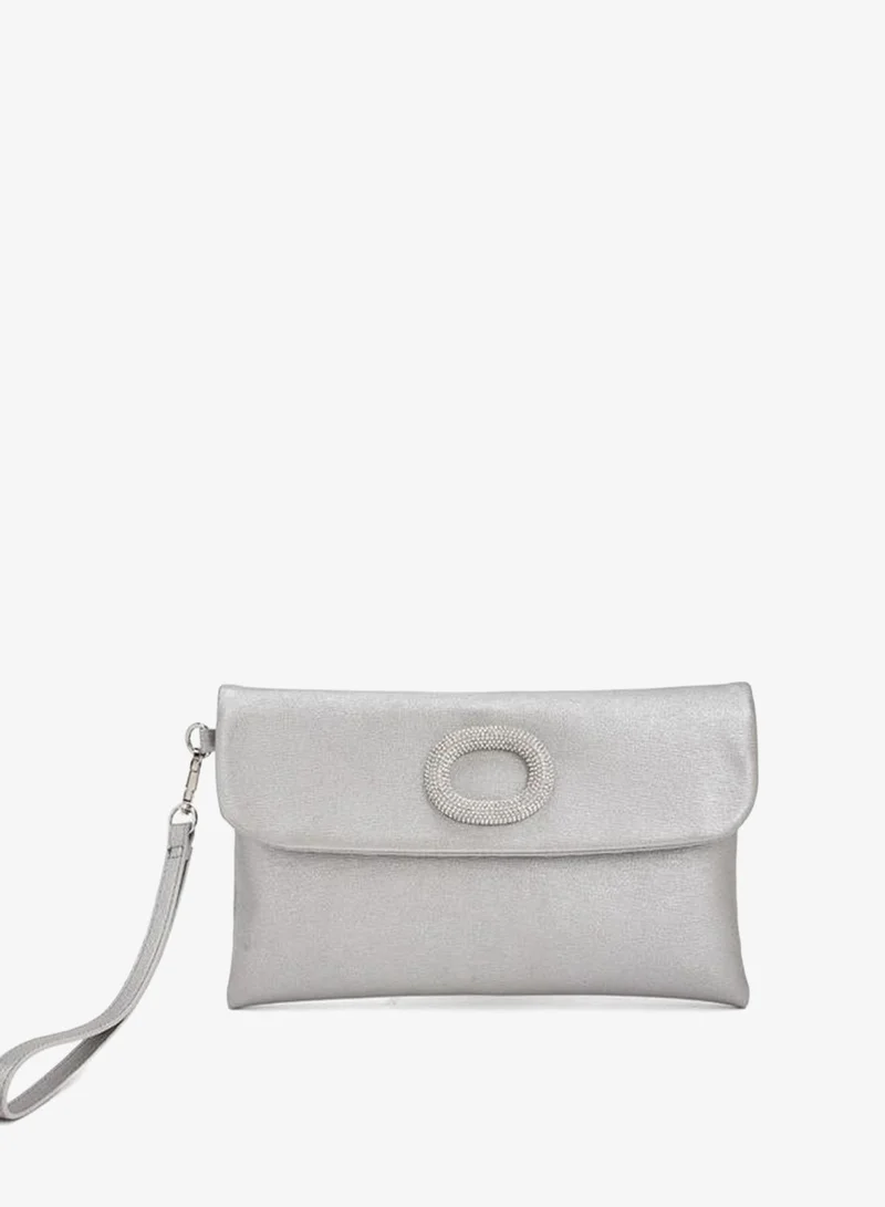 Paprika Textured Clutch With Detachable Wristlet Strap