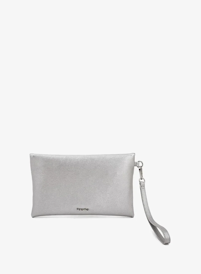 Paprika SILVER Textured Clutch With Detachable Wristlet Strap for Women | Best Price UAE