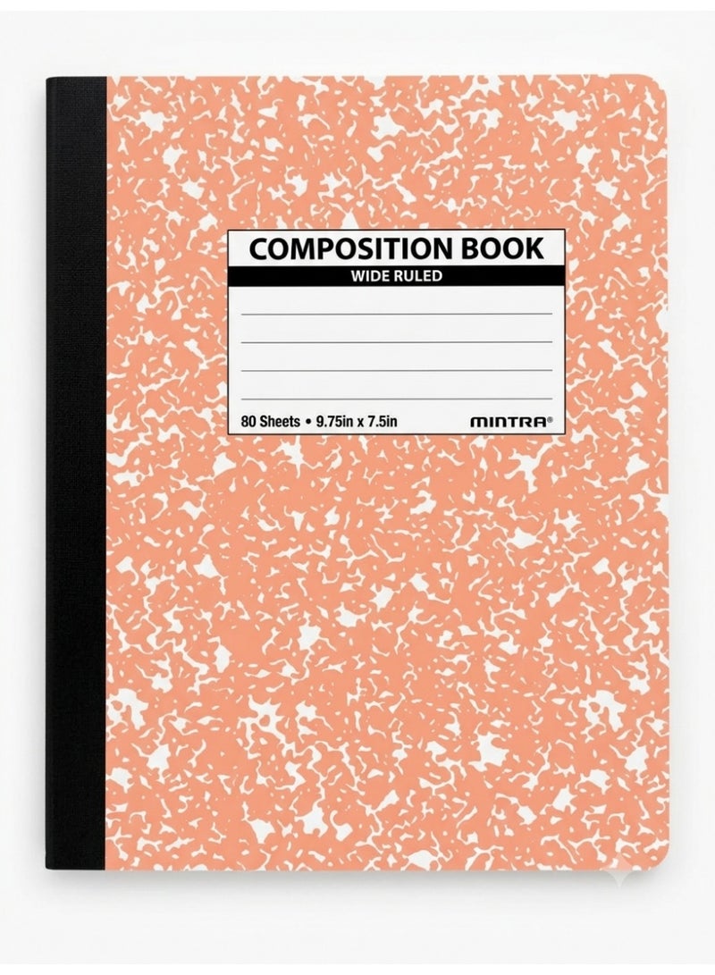 Mintra Wide Ruled Composition Book, 80 Sheets, 9.75 x 7.5 Inch, Peach - Image 1