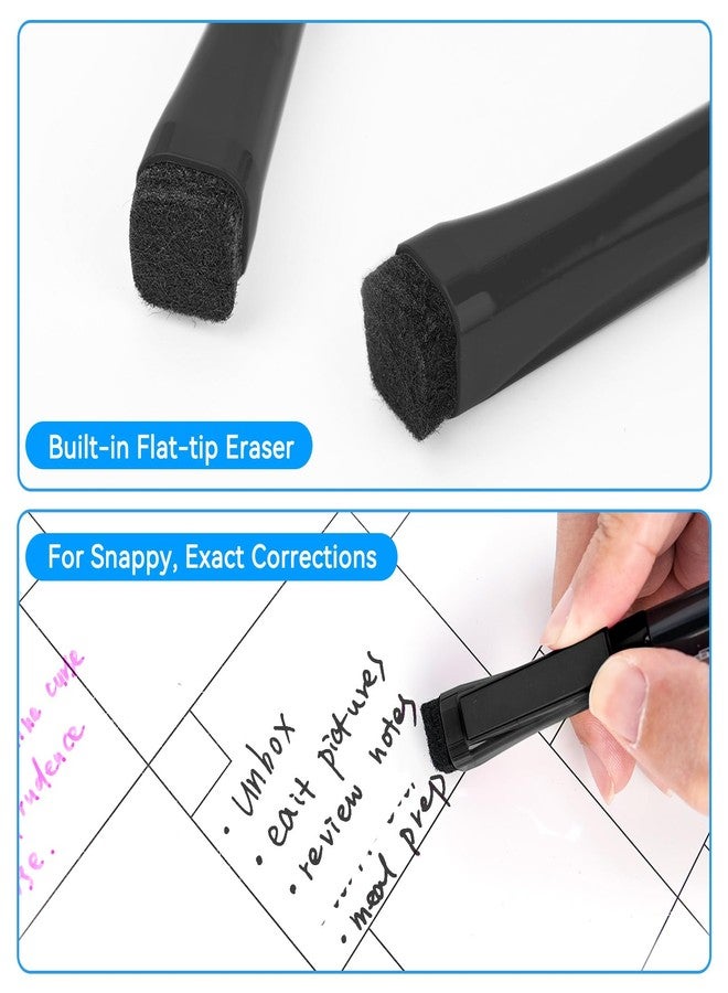 maxtek Dry Erase Markers Ultra Fine Tip Magnetic Black with Eraser, 0.7mm Extra Fine Point Thin Dry Erase Markers for Planning Whiteboard, Calendar Boards, 6 Count, Low Odor - Image 5