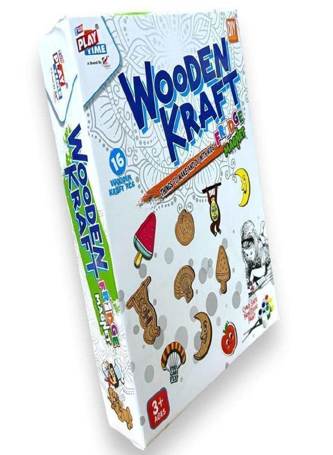 Braintastic Wooden Craft DIY Fridge Magnets|Learning Toy Painting Brush, Magnets, Wooden Raw Objects|Art & Craft, Creative, Fun & Activity Kit| Fun Learning|3+Year Kids - Image 1