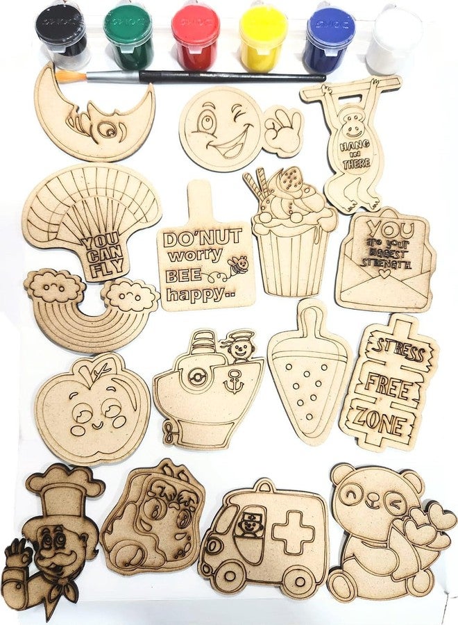 Braintastic Wooden Craft DIY Fridge Magnets|Learning Toy Painting Brush, Magnets, Wooden Raw Objects|Art & Craft, Creative, Fun & Activity Kit| Fun Learning|3+Year Kids - Image 2