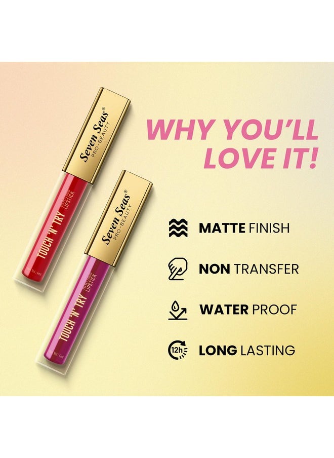 Seven Seas - Seven Seas Touch N Try Velvet Liquid Lipstick, Matte Finish, Non Transfer, Water Proof, Long Lasting (27, 4ML) - Image 1