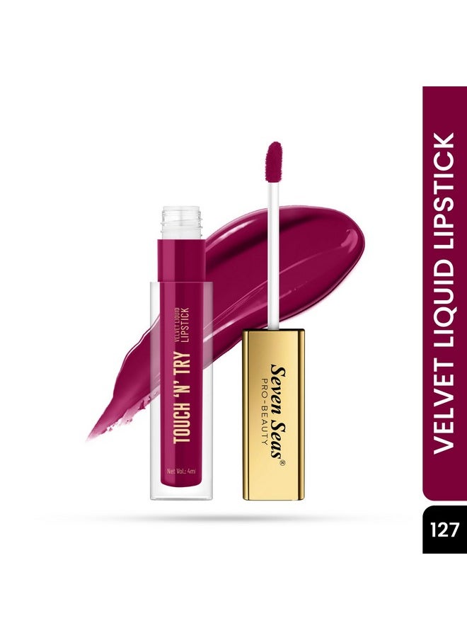 Seven Seas - Seven Seas Touch N Try Velvet Liquid Lipstick, Matte Finish, Non Transfer, Water Proof, Long Lasting (27, 4ML) - Image 1