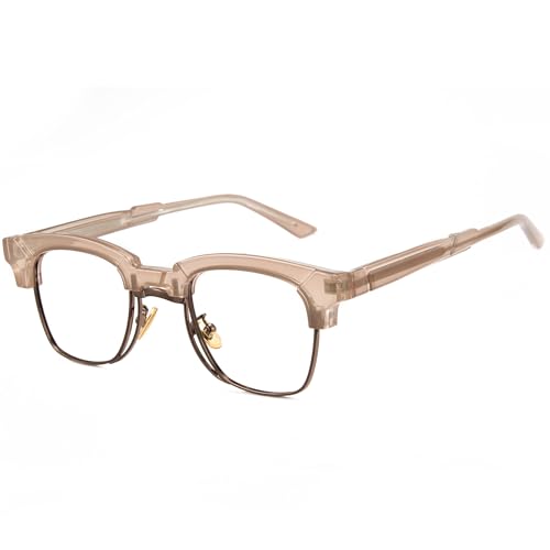 Cyxus Browline Frame Glasses Blue Light Glasses for Men Women UV Protection Lightweight Computer Glasses for Screen（8557T39 Light Brown） - Image 1