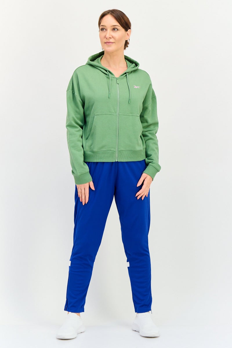 Reebok سويت شيرت رياضي نسائي بليزر طويل الأكمام مع غطاء رأس، أخضر - Image 4