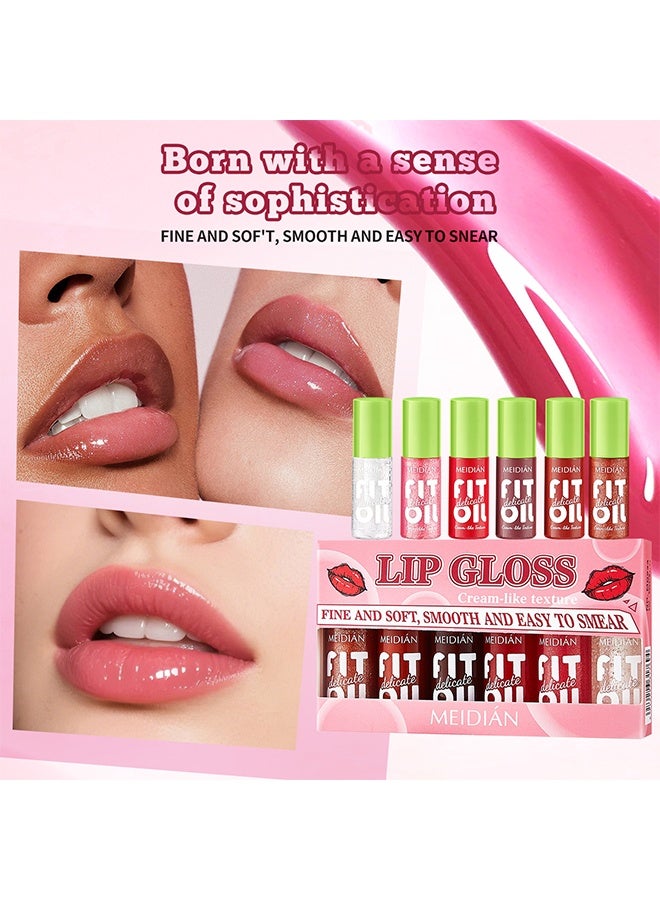 Meidián lip gloss,6 Colors/set Hydrating Jelly Lip Oil long-lasting Moisturizing smooth shimmering Lip Hydrating Liquid - Image 5