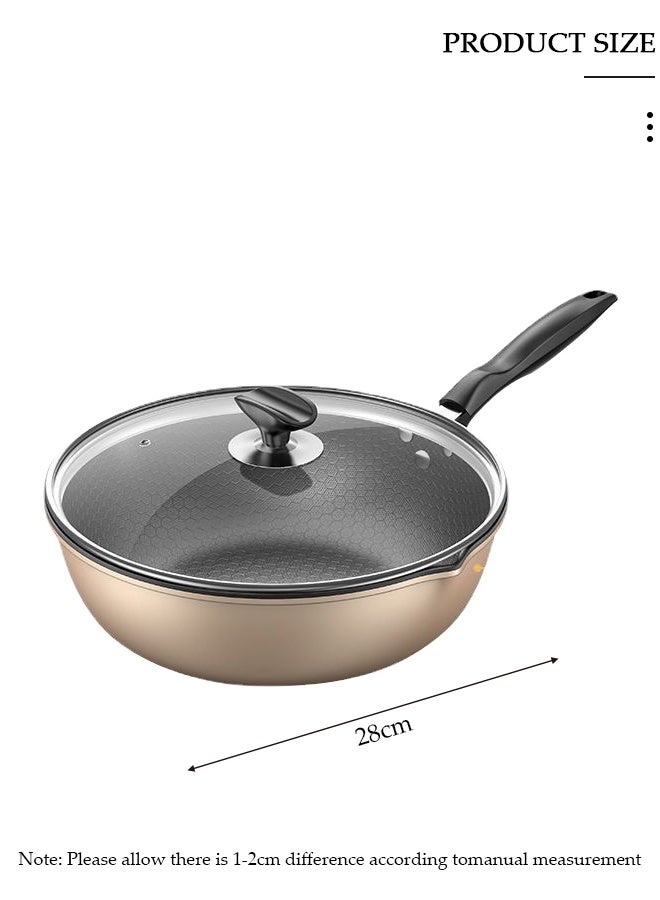 DUNISO Ceramic Lightweight Frying Pan Skillet Thickened Bottom,28cm Healthy Non-Stick 0 Fluorine Washable Coating Pans with Heat-Resistant Hanging Handle Thickened Glass Lid,Durable Wear and High Temperature Resistance Omelette Pan Compatible with All Stovetops,Ideal Frying, Cooking, Sauteing - Image 2