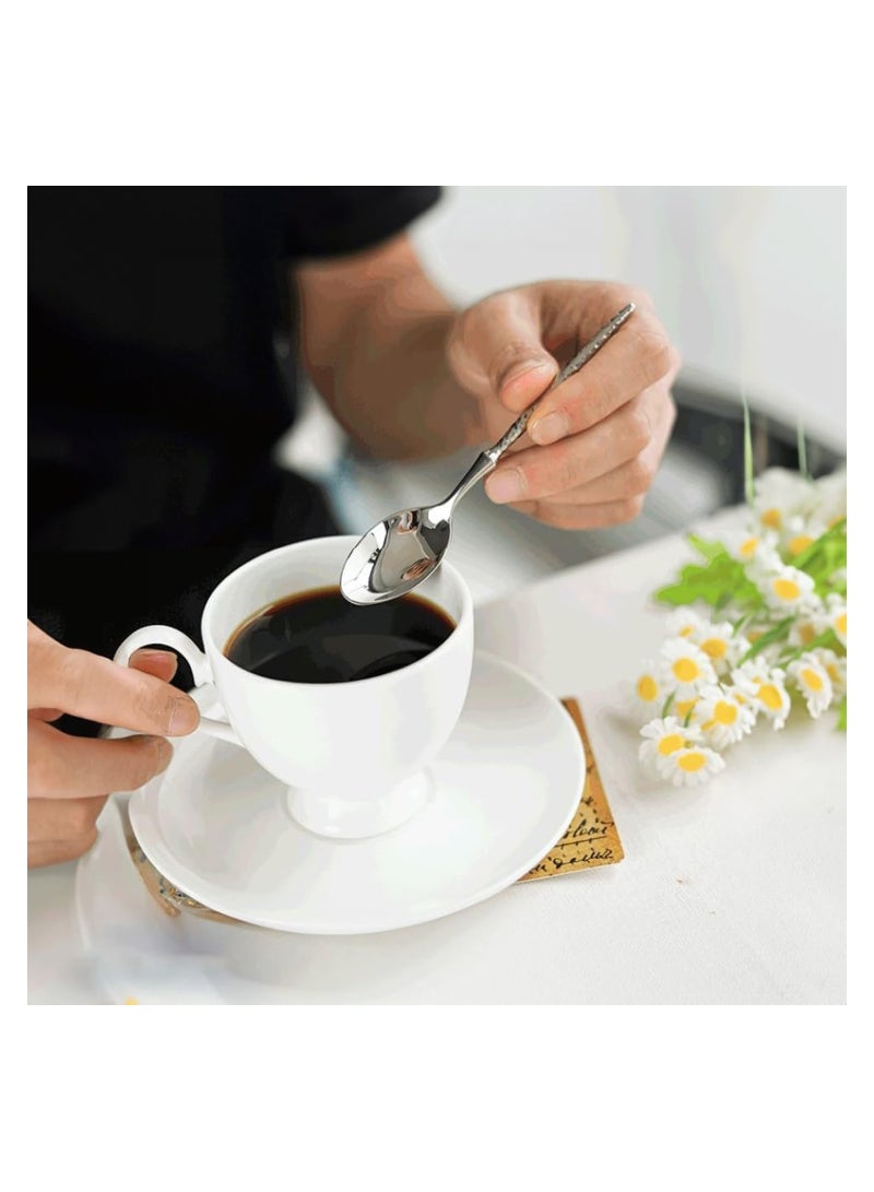 KASTWAVE Hammered Silverware Set, 6-Piece Modern Flatware Set Service for 4, Matte Stainless Steel Cutlery Set Utensil Set Tableware, Kitchen Knives Forks Spoons Set, Dishwasher Safe - Image 4