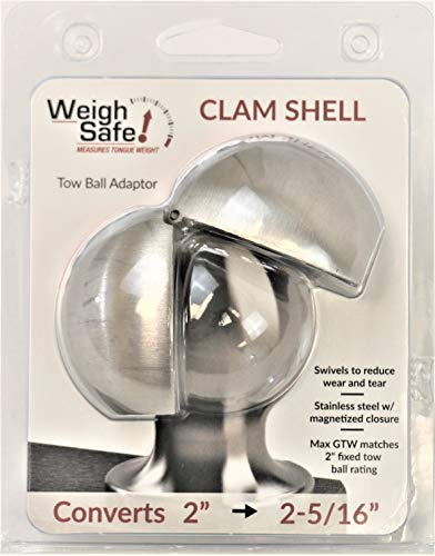 Weigh Safe Clamshell - Stainless Steel Tow Ball Adapter - Converts 2" Tow Ball to 2-5/16" - Universal Fit - Premium Hitch Accessory - Image 2