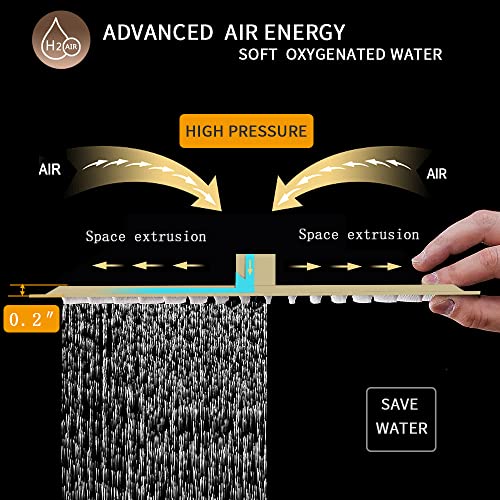 BESy 12 Inch Rain Shower Head, 12" Square Rainfall & High Pressure Stainless Steel Bath Showerhead, 1/16" Ultra Thin, Waterfall Full Body Coverage with Silicone Nozzle, Brushed Gold - Image 4