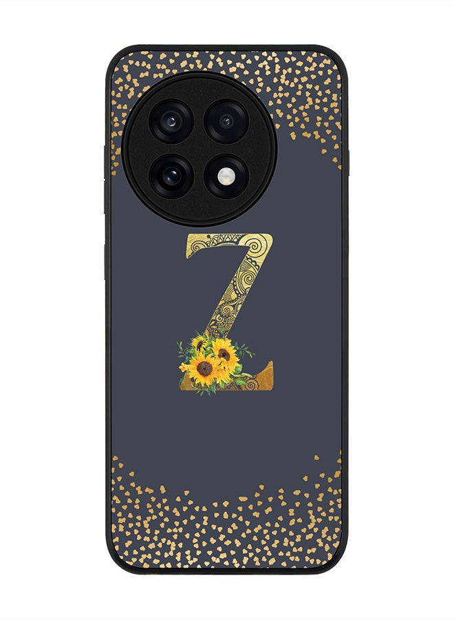 Stylizedd For OnePlus 13R / Ace 5 Pro Case,Slim fit Camera Protection, Shockproof Thin Phone cover  - Custom Floral Monogram - Z  (Grey )